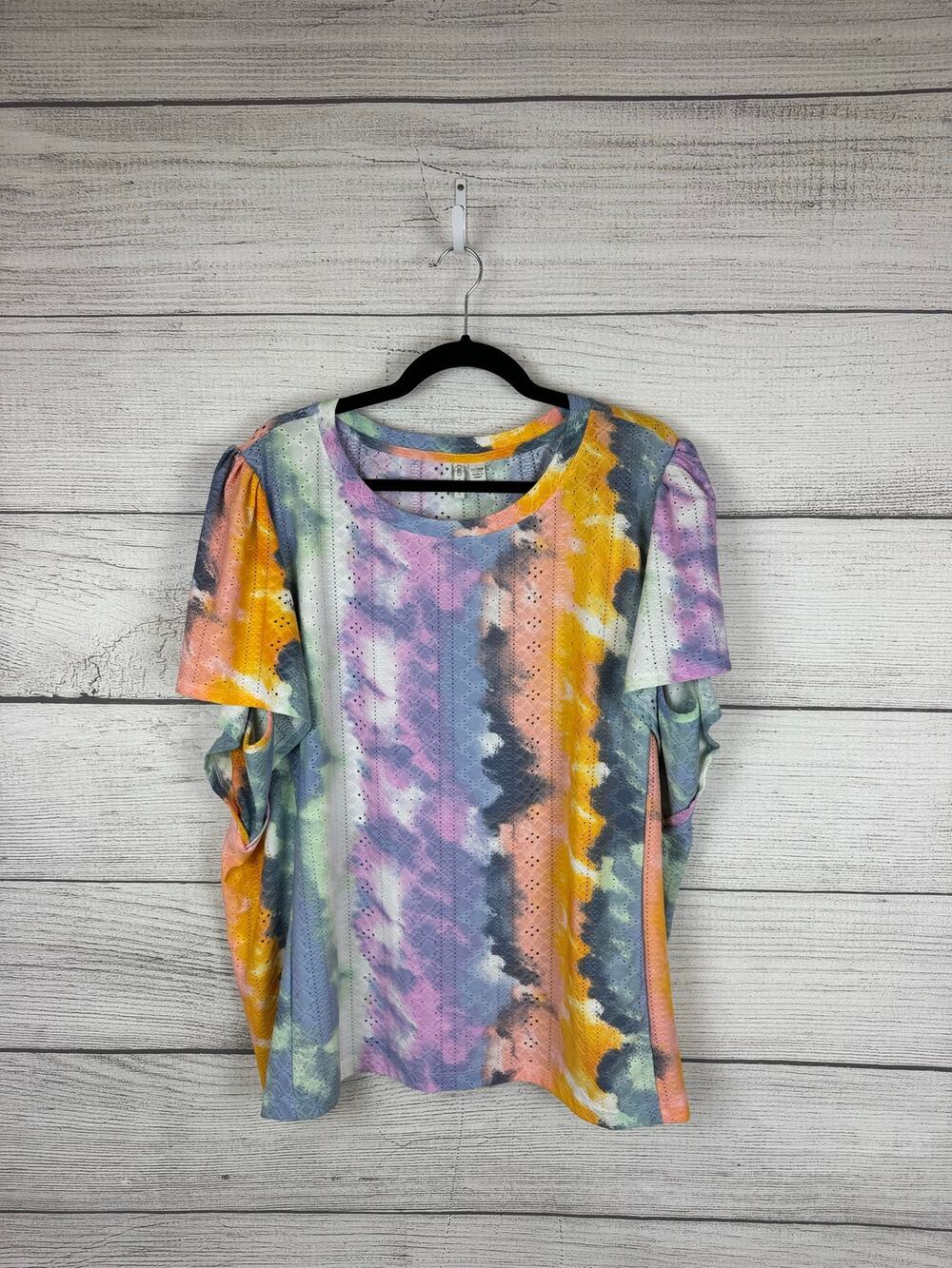 Cato Plus Size Colorful Eyelet Tie Dye Blouse Size 26/28W